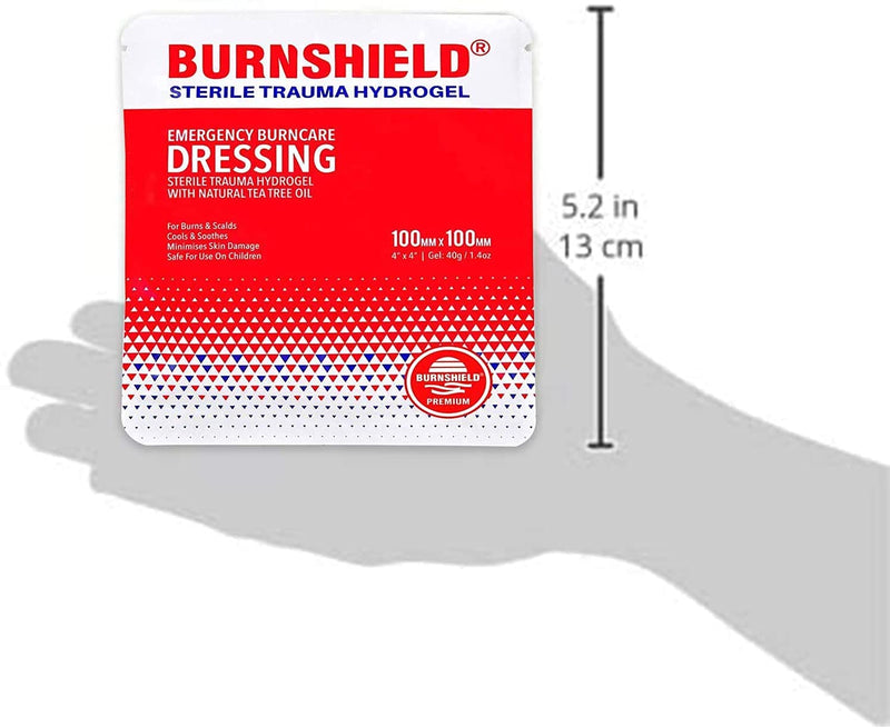 Burnshield SJA75318 Premium Sterile Emergency Burn Dressing ,White,4"x4" (10cm x 10cm)"Cools The Burn" 10 x 10 cm Single - BeesActive Australia