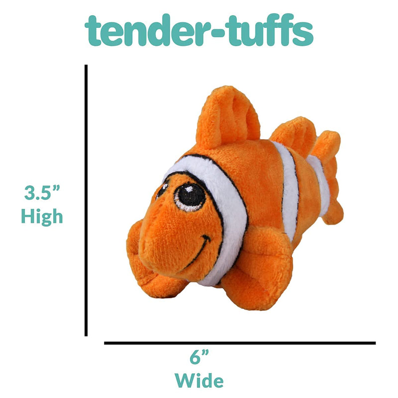 Snuggle Puppy Tender-Tuffs Tiny Hedgehog and Clownfish Plush Dog Toys Bundle - Tough Animal Squeaky Toys - BeesActive Australia