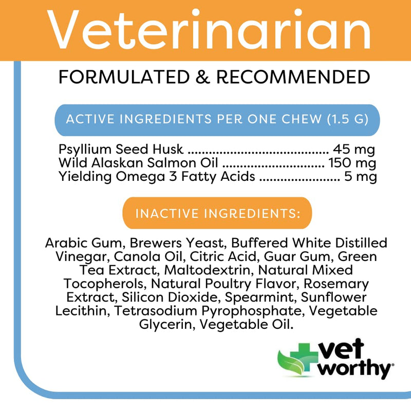 Vet Worthy Hairball Soft Chew for Cats Hairball Remedy for Cats for Digestive Aid and Hairball - Cat Supplement with Omega 3, Psyllium Husk, Brewers Yeast, Wild Alaskan Salmon Oil-45 Soft Chews - BeesActive Australia