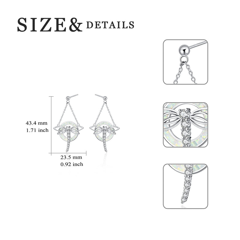 TOUPOP Dragonfly/Butterfly/Hummingbird/Elephant/Turtle Earrings Sterling Silver Animals Dangle Drop Earrings with Blue Circle Crystal Small Cute Animals Jewelry Gifts for Women Girls Friends Birthday Christmas Opal dragonfly earrings - BeesActive Australia