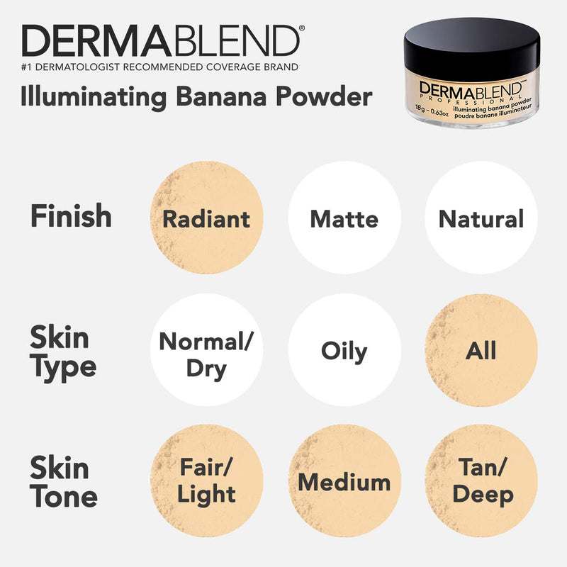 Dermablend Illuminating Banana Powder, Loose Setting Powder Makeup for Brightening and a Long-Lasting Luminous Finish, up to 16hr Wear, 0.63 oz - BeesActive Australia