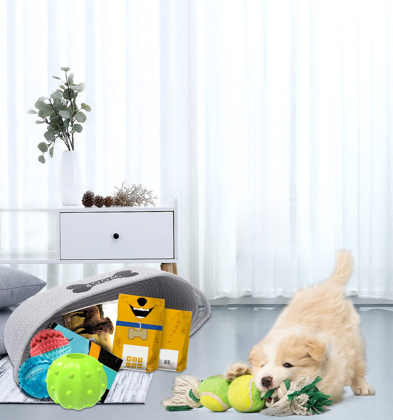 Dog Toy Baskets pet Toy Basket Storage in Small Shallow Stuff bin - Perfect for Collect Puppy Toys, cat Toy, Grooming Stuff, Diapers, Bed, for Bathroom, Playroom, Closet, Home Grey - BeesActive Australia