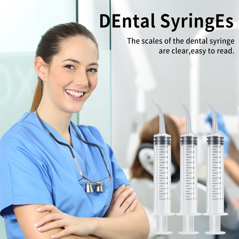 6 Pcs 12ml Dental Syringes, Dental Irrigation Syringes, Graduated Oral Irrigator Syringe with Curved Tip for Dental Cleaning Care - BeesActive Australia