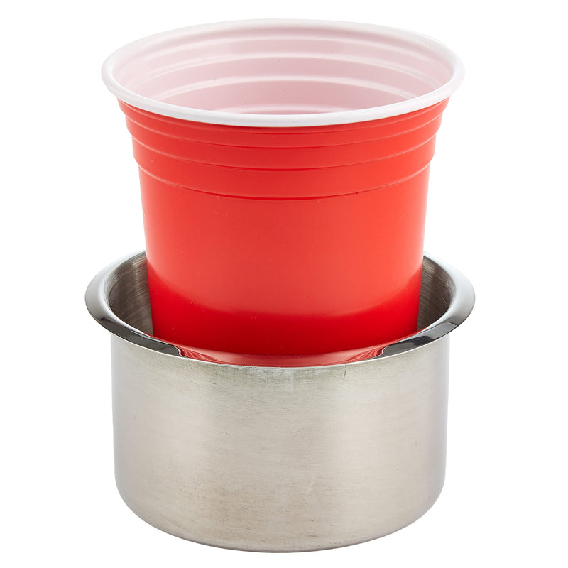 Brybelly Single Stainless Steel Cup Holder, Jumbo - Silver Drop-in Anti-Spill Storage Solution or Replacement Item for Poker Table, Work Desk, Car, Custom Build & DIY Projects - BeesActive Australia
