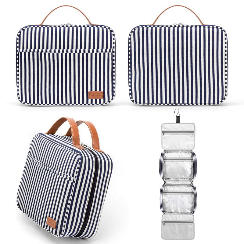 Hanging Travel Toiletry Bag, Large Capacity Wash Bag Waterproof Cosmetic Bag Makeup Organizer with 4 Compartments & 1 Sturdy Hook for Women/Men Blue - BeesActive Australia