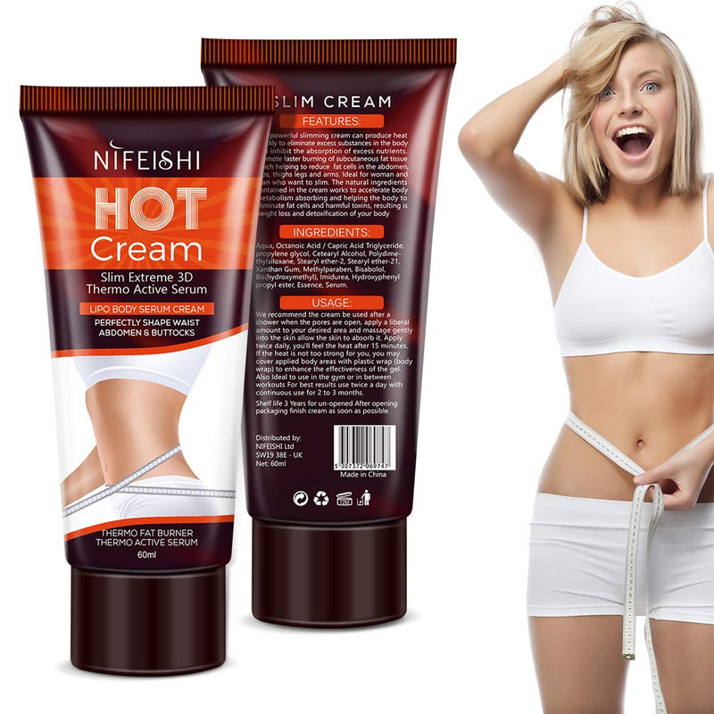 Hot Slimming Cream (2 Pack), Weight Loss Cellulite Cream, Professional Cellulite Removal and Fat Burning Cream for Belly, Natural Cellulite Treatment Cream for Thighs, Legs, Abdomen, Arms and Buttocks - BeesActive Australia