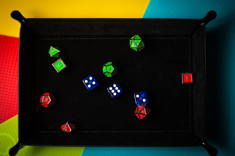 Harbor Loot Brand Black Dice Tray - Perfectly Sized at 8.5 x 11.25 Inches Unsnapped and 6.5 x 9.5 Snapped - Designed by Gamers - Packs Flat, Protects Your Table, and Keeps Dice Where They Belong - BeesActive Australia