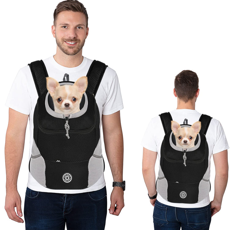 YESLAU Pet Dog Carrier Backpack with Breathable Puppy Dog Carrier Front Pack Small Medium Dogs Cats Rabbits for Travel Hiking Outdoor Black - BeesActive Australia