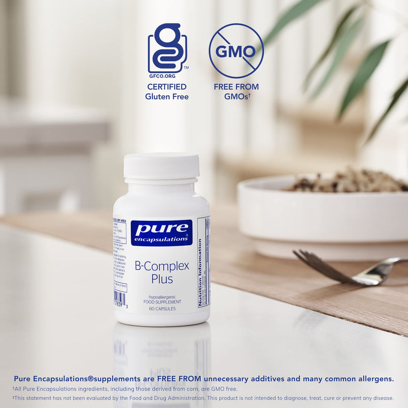 Pure Encapsulations - Vitamin B-Complex Plus - Balanced B Vitamin Formula with Active Folate - 60 Capsules 60 Count (Pack of 1) - BeesActive Australia