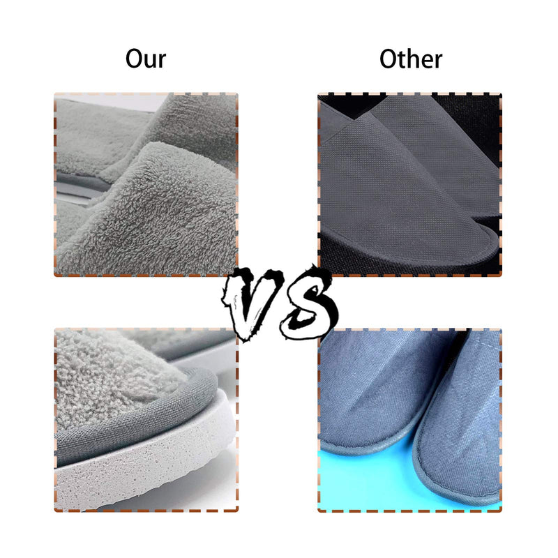 6 Pairs Warm Spa Slippers-Closed Toe Non Slip Disposable Hotel Slippers for Wowens Men-Thick Soft Cotton Reusable House Slippers Fit for Guests,Bathroom,Bedroom,Travel,Home,Indoor Grey - BeesActive Australia