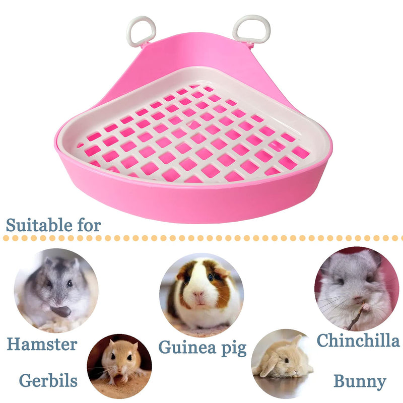 Hamiledyi Small Animals Triangle Toilet, Guinea Pig Litter Box Plastic Bolt Lock Trainer Corner Pee Tray Toilet for Hamster Gerbil Bunny Ferret Chinchilla Hedgehog Pink - BeesActive Australia