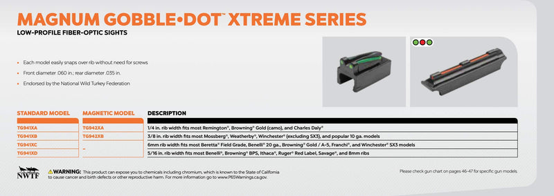 TRUGLO Xtreme Magnum Gobble Dot 3-Dot Sights for Ventilated Rib Shotguns TG941XB (3/8" Rib Width, Standard) - BeesActive Australia