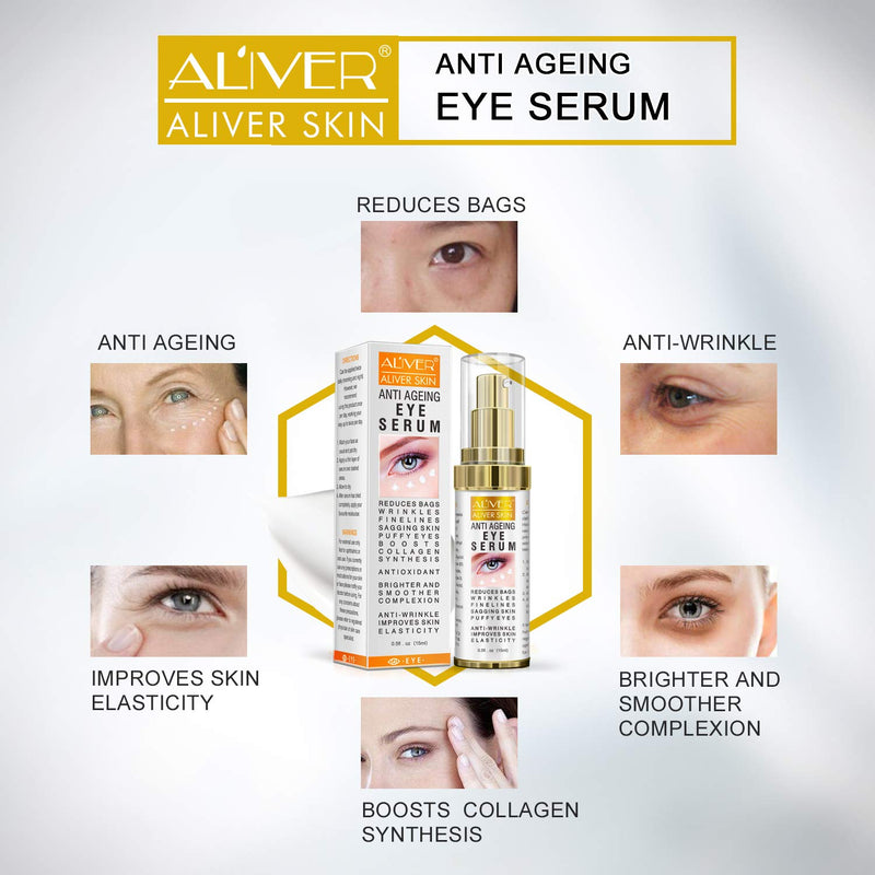 Anti Ageing Eye Serum - Eye Cream - Anti Wrinkle Eye Serum for Puffy Eyes, Dark Circles, Eye Bags, Crows Feet, Wrinkles, Reduces Wrinkles Saggy Skin Puffy, Hydrates & Lifts Skin 0.5 fl.oz - BeesActive Australia