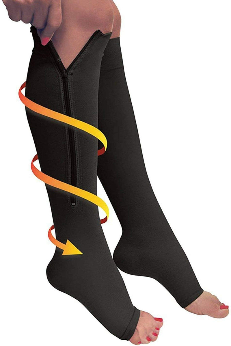 Compression Socks for Women or Men Flight Socks Ladies Socks for Swollen Feet and Legs Varicose Veins or DVT 2 Pairs S Black - BeesActive Australia