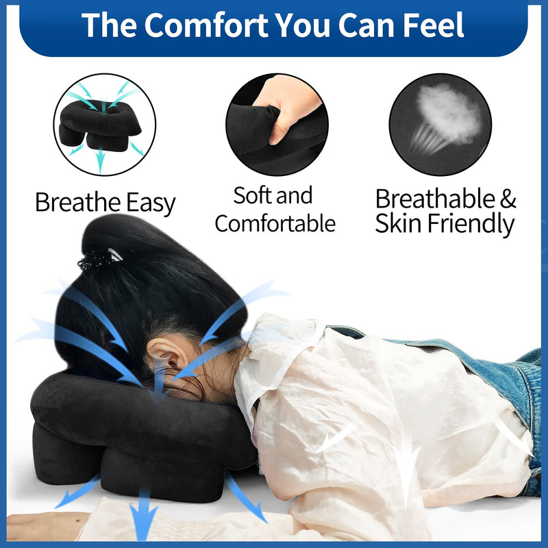 Breathe Easy Face Down Pillow, Face Down Pillow After Eye Surgery or BBL Recovery, Retinal Detachment Vitrectomy Recovery Equipment, Face Down Pillow For Sleeping, Home Massage Headrest, Black - BeesActive Australia