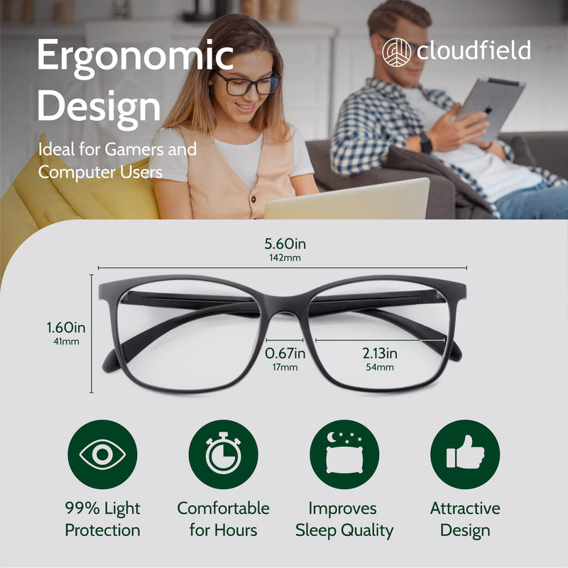 cloudfield Anti-Blue Ray Glasses for Gamers - Suitable for Everyone Working and Studying at Home Clear - BeesActive Australia
