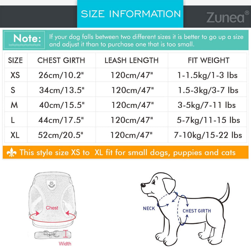 Zunea No Pull Small Dog Harness and Leash Set Adjustable Reflective Step-in Chihuahua Vest Harnesses Mesh Padded Plaid Escape Proof Walking Puppy Jacket for Boy Girl Pet Dogs Cats XS (Chest: 10.2") khaki - BeesActive Australia