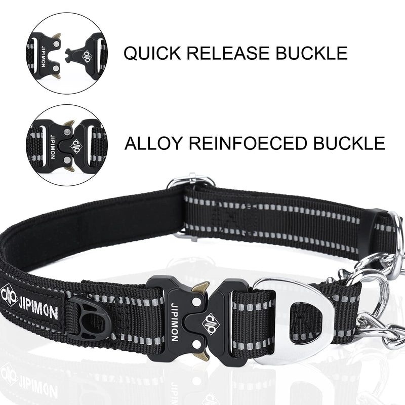 JIPIMON Dog Collar Martingale with Alloy Buckle Reflective Stainless Steel Chain Safety Adjustable Dog Training Collar for Small Medium Large Dogs… Red - BeesActive Australia