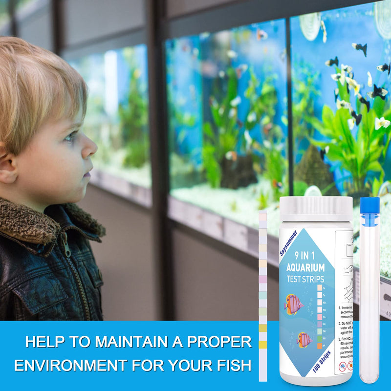 9 in 1 Aquarium Test Strips, 100 Strips Aquarium Test Kits for Freshwater Saltwater, Aquarium Water Test Kit, Pond Fish Tank Test Strips Testing Iron, Copper, Nitrite, Nitrate, pH, Carbonate and More - BeesActive Australia