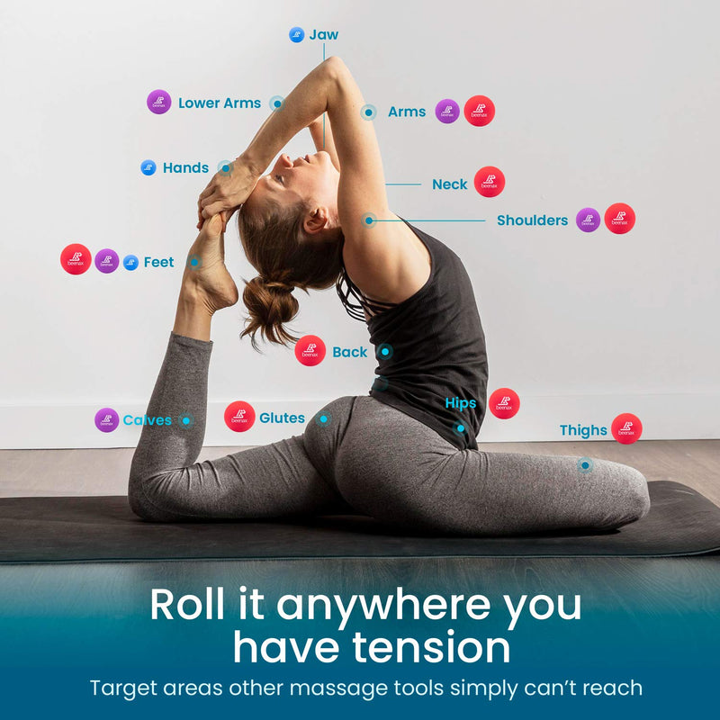 Beenax Lacrosse Massage Ball (Set of 3) - Perfect for Trigger Point Therapy, Myofascial Release, Plantar Fasciitis, Deep Tissue and Muscle Relief - Designed to Relieve Stress and Relax Tight Muscles - BeesActive Australia