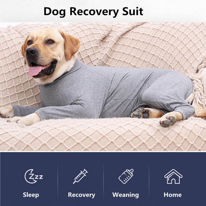 Pinellia Dog Recovery Suit, Abdominal Wound After Surgery Wear, Prevent Licking Wounds, E-Collar & Cone Alternatives, Long Sleeve Postoperative Shirts Dog Pajamas Prevent Shedding L Gray - BeesActive Australia