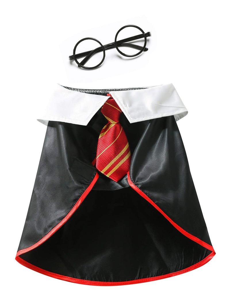 Coomour Dog Costume Pet Wizard Shirt Cat Soft Clothes for Dogs Cats Soft Hoodies with Glasses Small(Neck:14") Red03 - BeesActive Australia