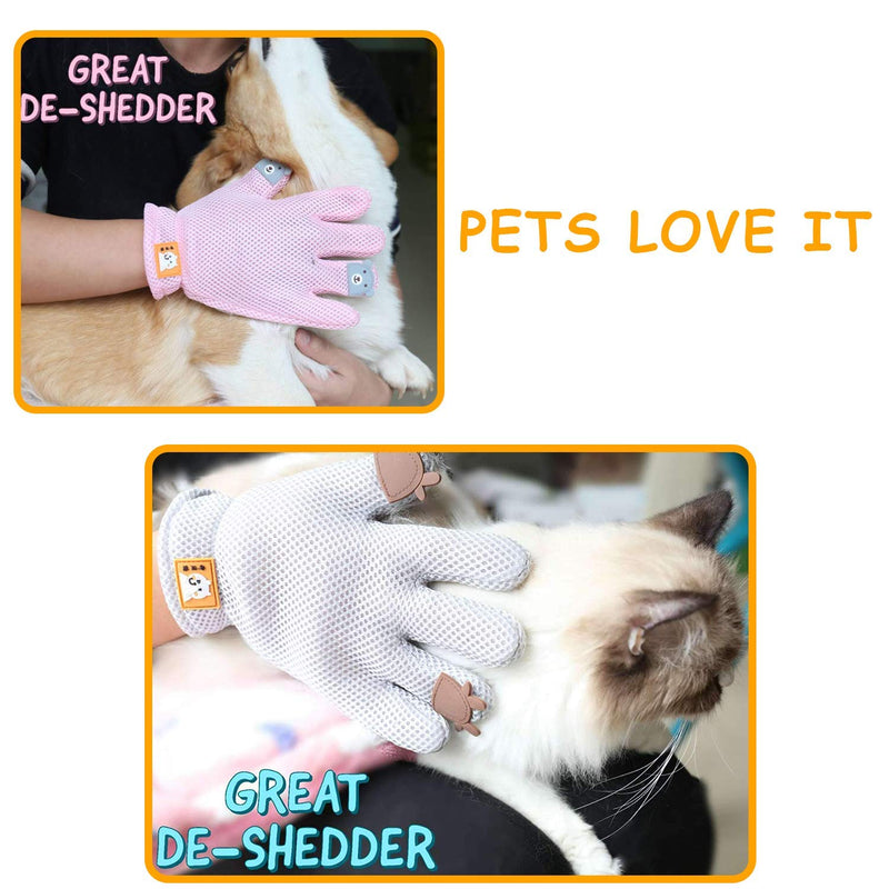 FURBB Pet Grooming Glove - Cat Dog Gentle Deshedding Brush Glove - Efficient Pet Hair Remover Massage Mitt - Enhanced Five Finger Design Perfect for Long Short Fur, Right Hand Pink - BeesActive Australia