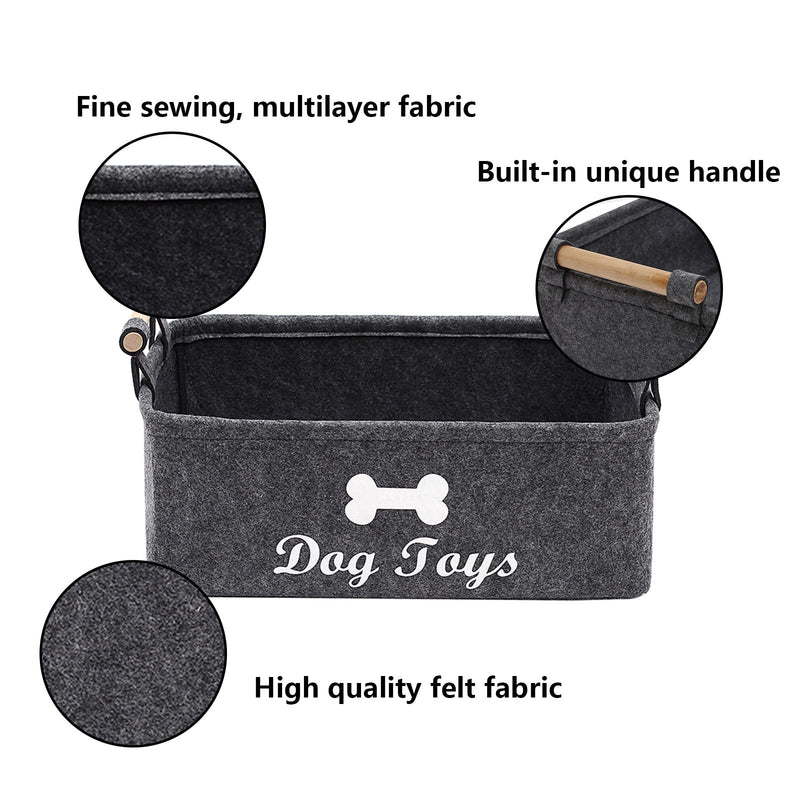 Geyecete Dog Toys Storage Bins - with Wooden Handle, Collapsible Pet Supplies Storage Basket Pet Supplies Storage Basket/Bin Kids Toy Chest Storage Trunk Gray - BeesActive Australia