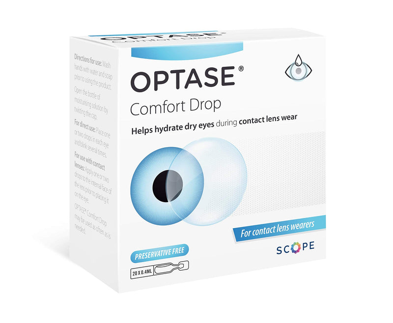 Optase Comfort Drop - Preservative Free Eye Drops to Help Hydrate Dry Eyes for Contact Lens Wearers - 20 x Single Doses - BeesActive Australia