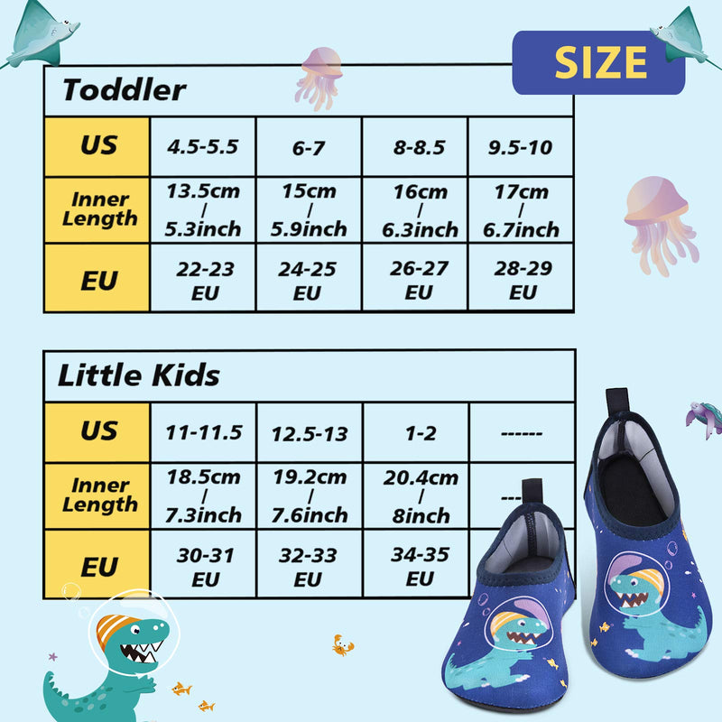 WAWSAM Toddler Kids Water Shoes - Non-Slip Swim Barefoot Beach Aqua Socks for Boys Navy 4.5-5.5 Toddler - BeesActive Australia