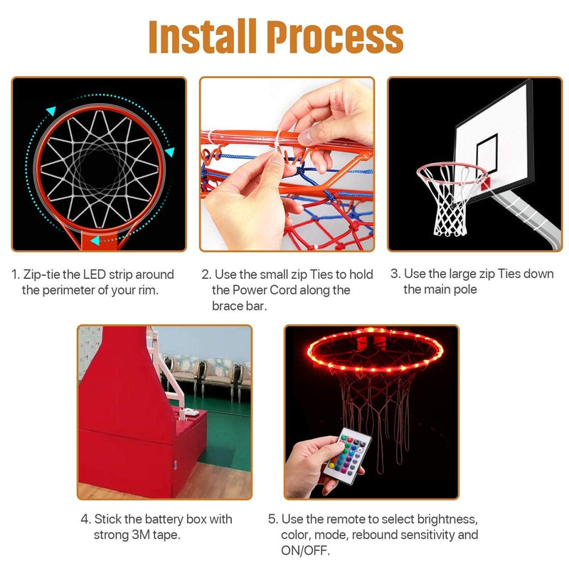 WAYBELIVE LED Basketball Hoop Lights, Remote Control Basketball Rim LED Light, 16 Color Change by Yourself, Waterproof?Super Bright to Play at Night Outdoors ,Good Gift for Kids - BeesActive Australia