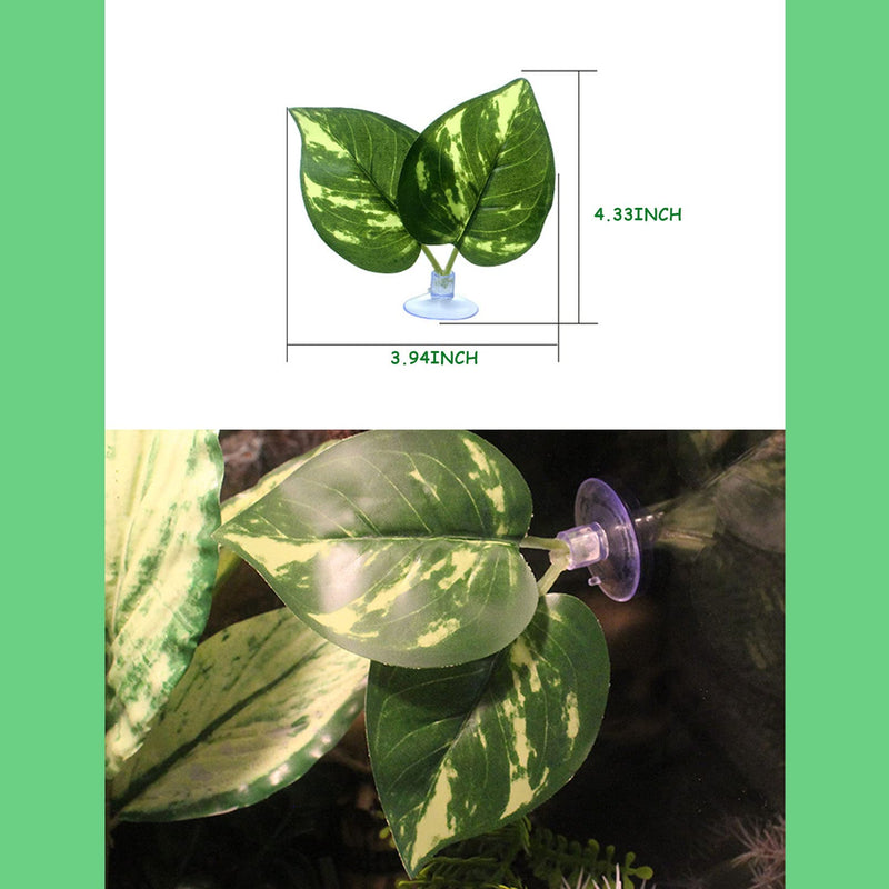 Reptile Plants Leaves Terrarium Plants Habitat Decoration Accessories Decorate Grass Leaf with Suction Cup for Gecko Snake Tortoise 5pcs - BeesActive Australia