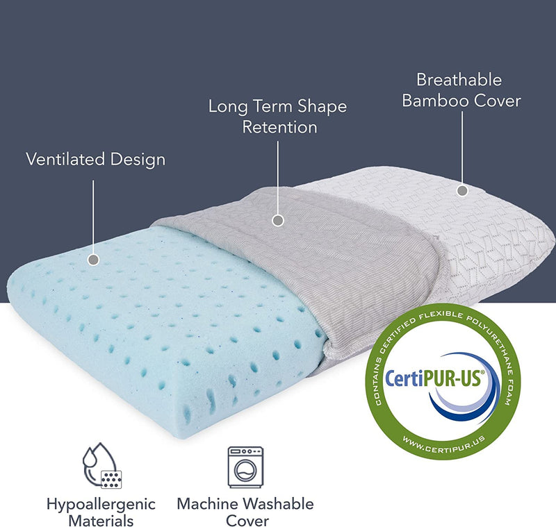 Vaverto Travel and Camping Pillow - Compressible Medium Firm Memory Foam, Breathable Bamboo Cover, Machine Washable, Ideal for Backpacking, Airplane, Car Travel 1 Pack - BeesActive Australia