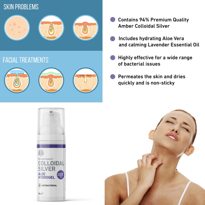 Nature's Greatest Secret Premium Quality Antibacterial Soothing Colloidal Silver Aloe Vera Hydrogel with Lavender Essential Oil 50g - BeesActive Australia