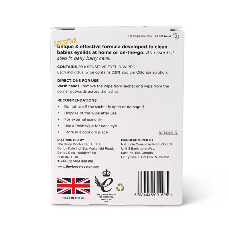 The Eye Doctor Sensitive Sterile Baby Eyelid 20 Wipes for Daily Baby Care 20 Count (Pack of 1) - BeesActive Australia