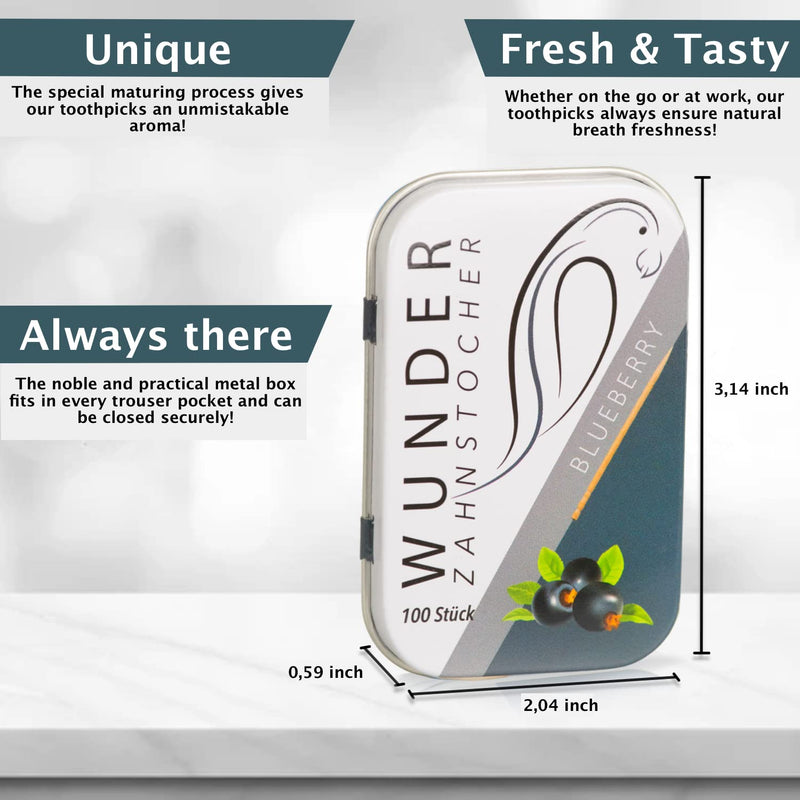 Wonder Toothpicks - Flavoured Toothpicks - Gum Substitute - Combat Bad Breath - Stop Nail Biting - Freshen Breath with Flavoured Toothpicks - Sugar-Free (Blueberry) BLUEBERRY - BLAUBEERE - BeesActive Australia