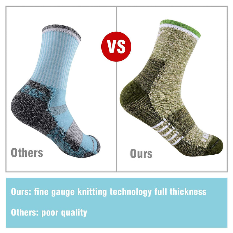 FEIDEER Women's Hiking Walking Socks, Multi-Pack Outdoor Recreation Socks Wicking Cushion Crew Socks Red/Blue/Green Medium - BeesActive Australia