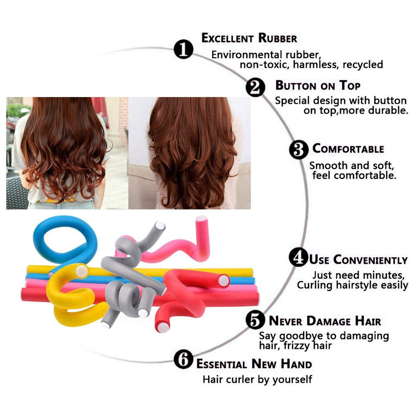 Foam Hair Rollers, Queta 42pcs No Heat Hair Curlers Flexible Rollers Hair Rods For Long Hair Rollers - BeesActive Australia
