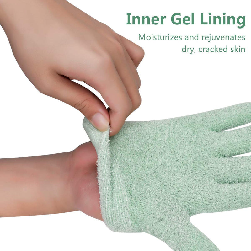 Moisturizing Socks/Gloves Overnight, Gel Gloves and Socks for Dry Cracked Feet Women & Hands Spa Treatment, Gel Lining Infused with Essential Oils and Vitamins(Green) - BeesActive Australia