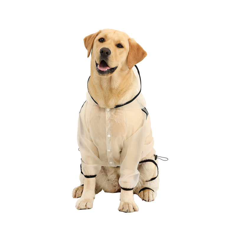 Olsa Dog Raincoat, Dog Hooded Slicker Poncho, 4 Legs Dog Rain Jacket with Reflective Stripe, Transparent Water Proof Resistant Dog Rain Snow Clothes for Small Medium Large Dogs 4XL - BeesActive Australia