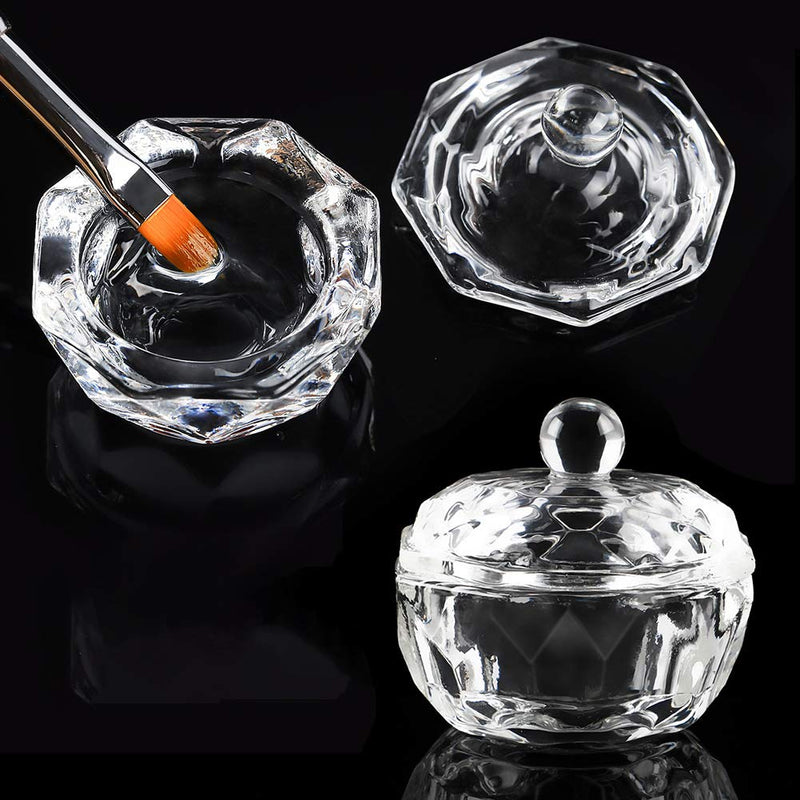 ccHuDE 2 PCS Acrylic Dappen Dish Glass Nail Art Cup Crystal Cup Liquid Powder Bowl with Lid C - BeesActive Australia