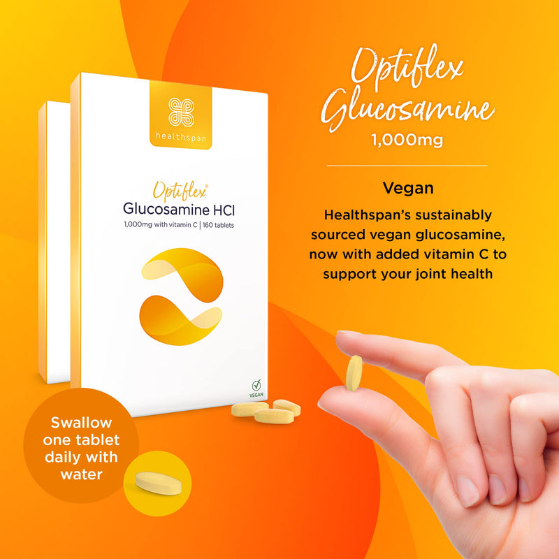 Healthspan Optiflex Glucosamine 1,000mg with Vitamin C | Joint Health | 40% More Glucosamine Per Gram | Sustainably Sourced | Vegan (320 Tablets) - BeesActive Australia