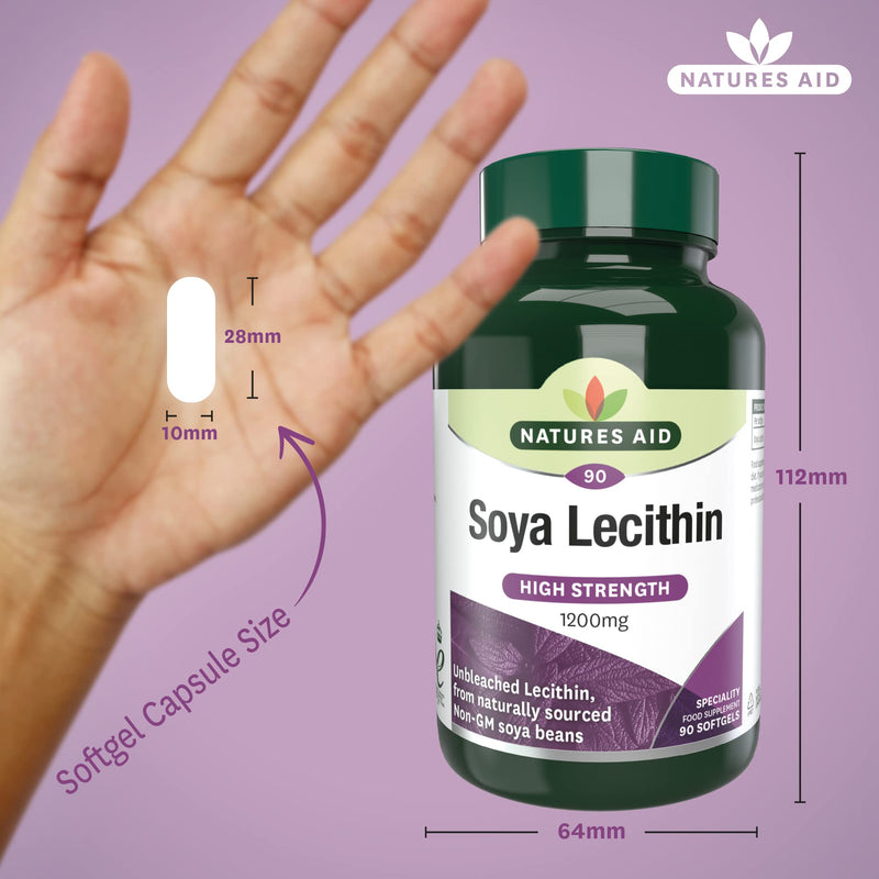 Natures Aid Lecithin, 1200 mg, 90 Softgels (Produced from Naturally Sourced, Non-GM Soya Beans, Source of Phospholipids, Made in the UK) - BeesActive Australia