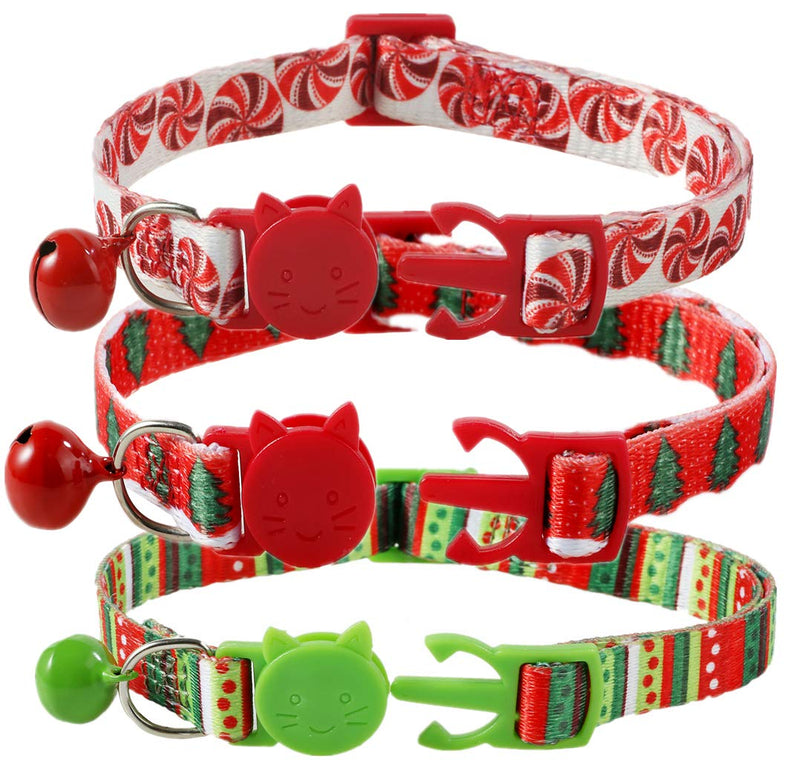 BoomBone Breakaway Cat Collar with Bell for Christmas,Puppy Holiday Collars Red+Green+Red - BeesActive Australia