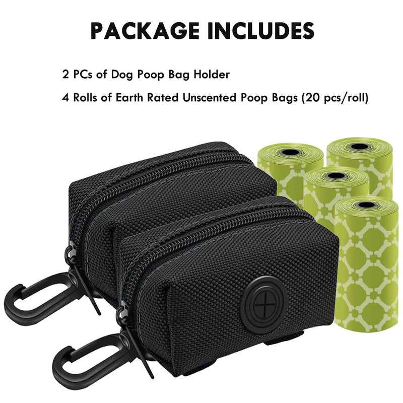 2 Pack Dog Poop Bag Holder, Poop Bag Holders for Leashes, CAKOVANO Pet Dog Waste Bag Dispenser Leash Attachment – Fits Any Dog Leash – Includes 2 Pack Poop Bag Dispenser & 4 Free Rolls of Poop Bags - BeesActive Australia