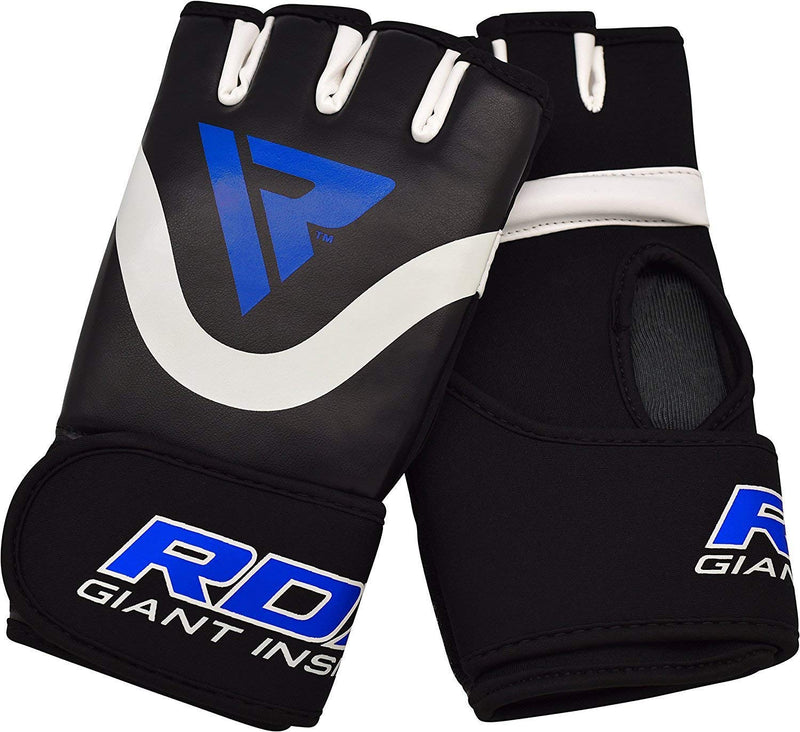 [AUSTRALIA] - RDX Boxing Hand Wraps Inner Gloves for Punching – Maya Hide Leather Fist Protector Under Mitts - Great for MMA, Muay Thai, Martial Arts, Heavy Bag, Kickboxing, Multi-Purpose Training & Combat Sports Blue Small 