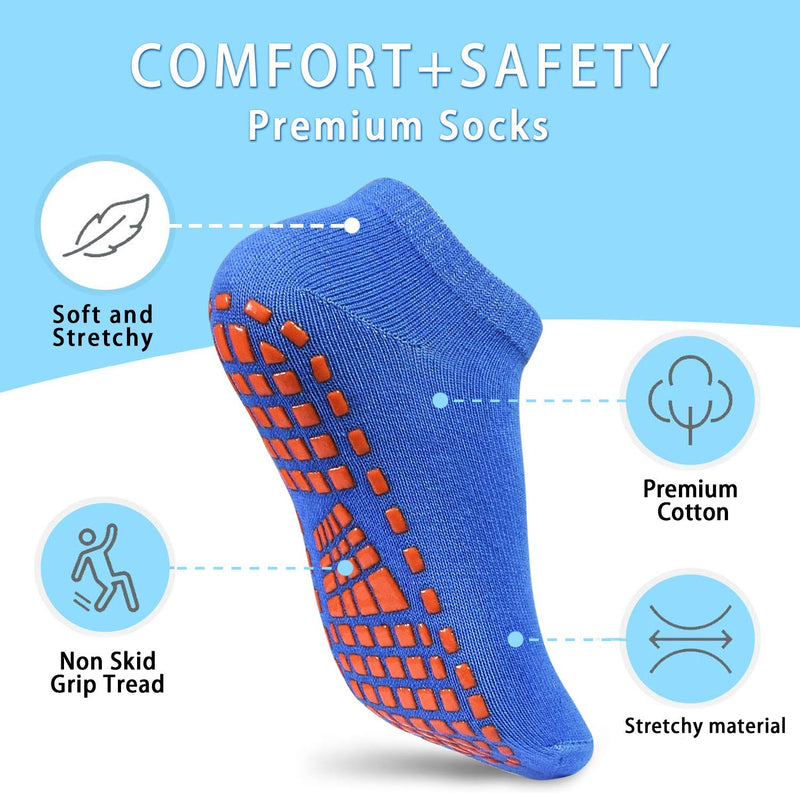 Kids Grips Ankle Socks Non Slip Trampoline Socks Anti-Skid Sticky Indoor Breathable Socks 4 Pairs for Children 2-9 Years 01 Black+dark Purple+blue+green 2-5T - BeesActive Australia