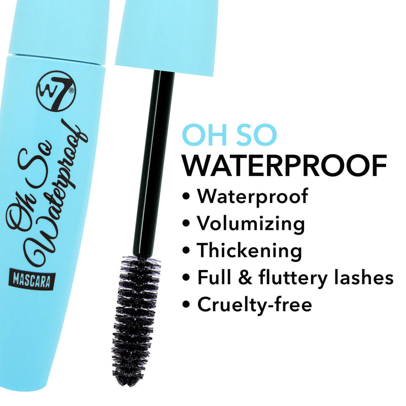 W7 | Oh So Waterproof Mascara | Long-Lasting And Waterproof Formula | Black Mascara With Thick Bristle Shaped Brush For Volume And Length | Cruelty Free Eye Makeup - BeesActive Australia