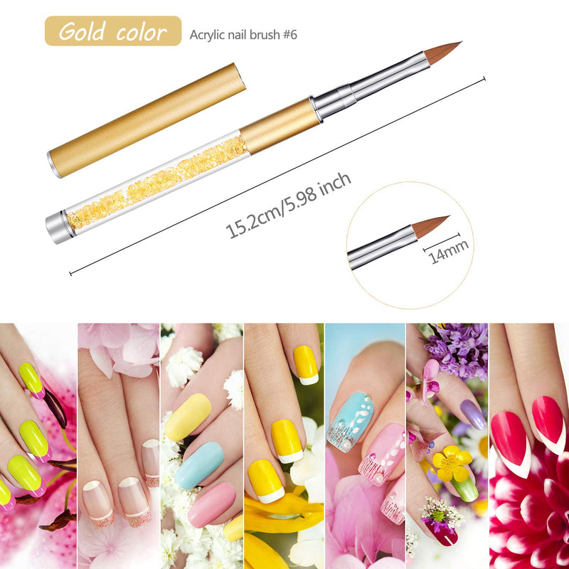 5 Pieces Rhinestone Nail Brush Set Metal Handle 3D Nail Art Brush Salon Using Acrylic Manicure Brush, Size 4, 6, 8, 10, 12 - BeesActive Australia