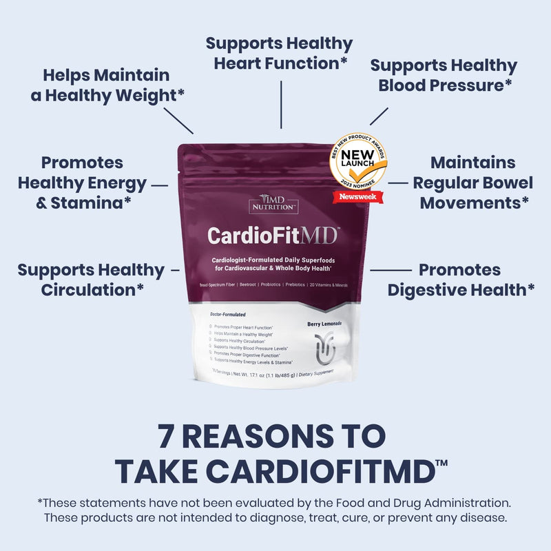 1MD Nutrition CardioFitMD - Vegan Beets Superfood Keto-Friendly Heart Health Powder - Nitric Oxide Supplement - Beet Root Powder for Healthy Blood Pressure & Circulation - High Fiber Drink - 30 Days 1.06 Pound (Pack of 1) - BeesActive Australia